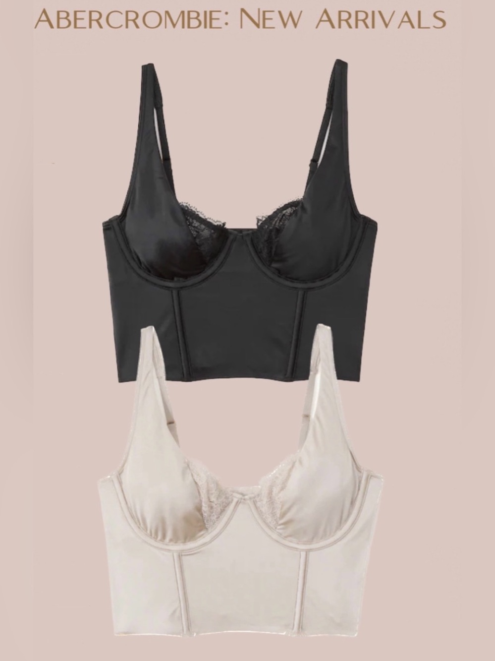 Abercrombie & Fitch Longline Underwire Bralette Duo - Black & Cream